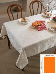 1 pieza Mantel unicolor de lujo francés minimalista, cubierta de mesa de comedor con estampado floral jacquard blanco, adecuado para fiestas, bodas, decoración del hogar y la habitación - Blanco - Ver 19