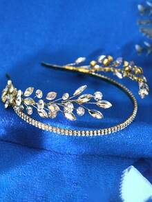 1 pezzo Cerchietto con strass argento, accessorio per capelli da donna adatto per uso quotidiano, feste per adulti, regali per le vacanze, accessori per capelli, fascia per capelli, cerchietto per capelli da donna, abbigliamento autunnale - Argento - Visualizzare 3