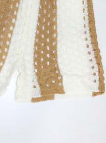 Conjunto de pantalones cortos de mujer de punto calado con cuello transparente