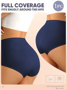 MEIYATING 1pc High Waist Breathable Mesh Cross Tummy Control Seamless Triangle Women Panties, Shapewear - Blue - View 3