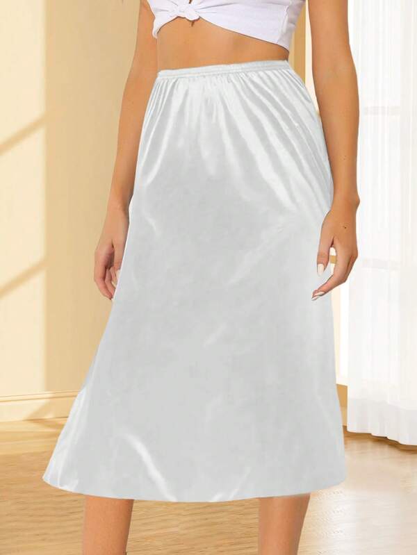 Women's Solid Color Casual Waist Shaping Knit A-Line Skirt