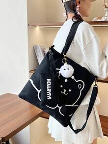 Süße Mädchen Umhängetasche Rucksack, Große Kapazität Handtasche, Mittlere/Höhere Schule Schultasche mit Anhänger