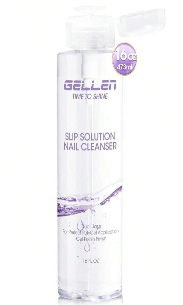 Gellen 473ml Multi-Purpose Nail Cleanser, Pump Bottle Design Nail Surface Cleaner For Prep Nails, Tacky Residue Remover For High-Shine Gel Top Coat, Polygel Slip Solution, Nail Cleaning For Manicure - 白色 - 查看 1