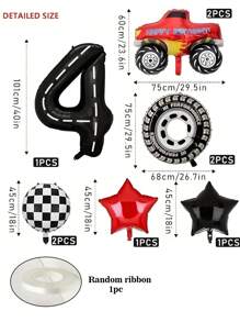 10pcs Racing Car Theme Birthday Party Decorations Set, Includes 40-Inch Number Balloon, Pickup Truck, Tire Shaped Foil Balloons, Make Your Party More Fun