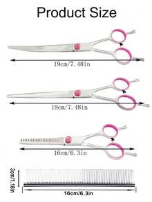 Dog Grooming Scissors, 7.5 Inch Professional Dog Grooming Scissors Set With Storage Bag, Professional Stainless Steel Dog Hair Cutting Scissors, Cat Grooming Supplies Cat Scissors Home Use Cat Pet Grooming Set Home Use Dog Grooming Set - Multicolor - View 2