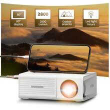 迷你投影仪、家庭影院电影投影仪、便携式户外视频投影仪，适合娱乐爱好者，兼容智能手机/高清电视/USB 等 - 非常适合电影之夜和游戏，一份令人惊喜的礼物。 - 英規插(220-240V) - 查看 1