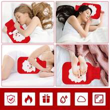 2L Bolsa de Água Quente de Natal Macia com Papai Noel e Rena, Capa de Tricô de Natal, Bolsa de Água Quente à Prova de Vazamentos para Compressas Quentes e Frias para Pescoço, Ombros, Costas e Pernas
