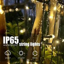 Solar LED String Lights For Outdoor Garden Decoration, Solar Fairy Lights 5m/7m/12m/22m & 20/50/100/200 LEDs,Waterproof IP65 With Twinkling 8 Lighting Modes,Solar-Powered Light String With Light Sensor Control For Christmas ,Party ,Halloween, Camping , Wedding, Plant Pot, Garden Decorations (White/Multicolor/Warm White/Purple)