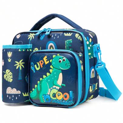 Bolsa de almuerzo para niños, bolsa de almuerzo de viaje, bolsa refrigeradora Bento con dos compartimentos para niños con correa ajustable, de vuelta a la escuela