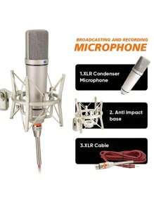 LMBGM U87 人声电容麦克风桌面悬挂式，适用于现场录音人声音乐工作室