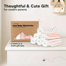 6-Pack Cami Washcloths Newborn, 10x10 Organic Cotton Face Wash Cloths Babies, Soft & Absorbent Bath Towels UEMC - Sweet Charm - View 5