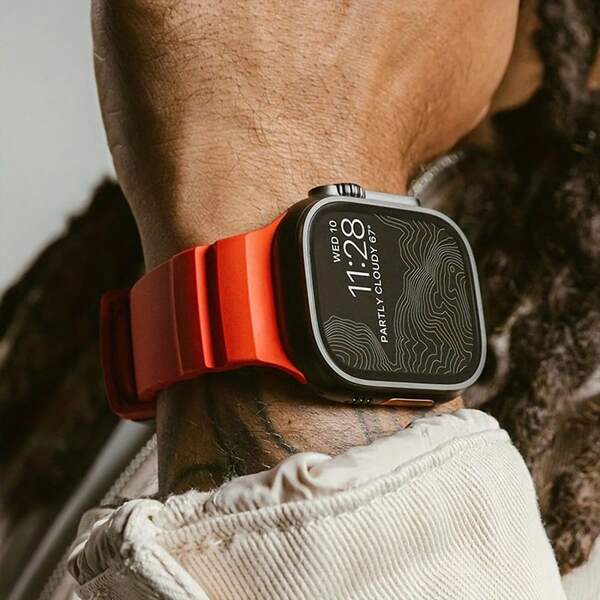 Men's Soft Silicone Watch Band, Asymmetrical Design, Compatible With 42mm, 44mm, 45mm And 49mm Apple Watch, Suitable For Apple Watch Series 10, 9, 8, 7, 6, 5, 4, 3, 2, SE, Ultra, Simple And Stylish Men's Wristband