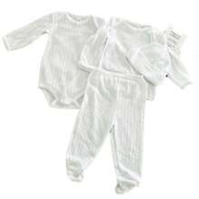 CONJUNTO 4 PIEZAS PARA BEBE, TEJIDO ULTRA SUAVE, PERFECTO PARA TODA OCASIÓN - Blanco - Ver 2
