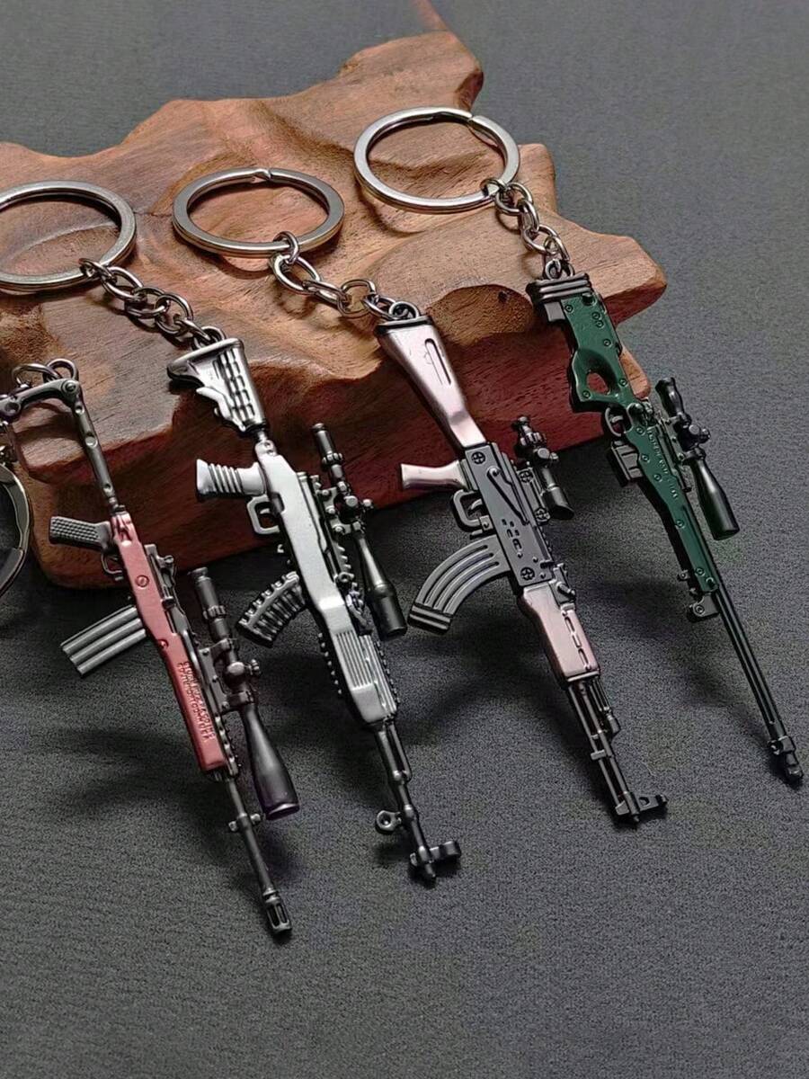 1 件酷炫枪模型吊坠钥匙扣，独特合金形状包包吊坠，适合儿童的酷炫装扮吊坠，适合作为礼物送给朋友汽车配件可爱哥特 Y2k 包挂绳带身份证夹汽车配件包饰圣诞节 - 彩色 - 查看 1