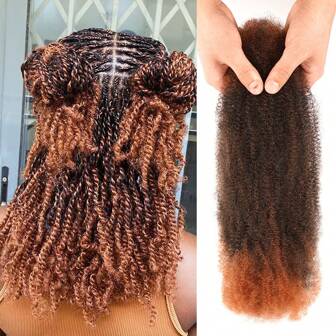 50g/Pack Brown Afro Kinkys Bulk Hair For Dreadlocks Extensions Repair Locs, 12/16 Inch Twist Braiding Afro Kinky Hair For Locs Braiding Bulk Hair For Mini Braiding Twists Soft Spring Twist For Micro Twists/Marley Twist Braiding Hair For Women And Man Synthetic Hair