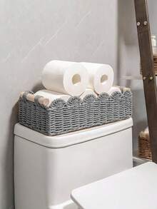 1 件编织收纳篮，扇形边缘设计，手持收纳篮，适用于马桶水箱顶架、浴室、客厅、卧室、梳妆台、家居装饰、浴室配件、桌面整理和收纳、礼品篮、理想礼物 - 彩色 - 查看 8