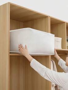 1/3pcs Foldable Semi-Transparent Cotton Quilt Storage Bag, PEVA Frosted Zipper Design, Suitable For Bedroom, Wardrobe, Clothes And Blanket Organization