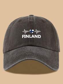 1 件可调节芬兰国旗和心电图印花棒球帽，轻便卡车司机帽，非常适合户外运动、徒步旅行和露营 | 爱国设计，户外头饰 | 复古风格帽子，节日和生日的理想礼物
