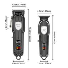 2 piezas/set HIENA Profesional inalámbrico para cabello Clipper, LED, Charging USB, C portátil para el cabello, Set de tijeras de regalo, el mejor regalo para él - Negro - Ver 8