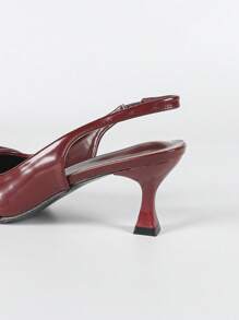 女士荷叶边小猫跟高跟鞋，PU 材质，踝带，优雅日常穿着酒红色高跟鞋，适合户外购物、节日、派对、春季、夏季、秋季、冬季，搭配缎面连衣裙、圣诞节、秋季 - 酒紅色 - 查看 9