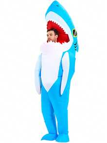 1/2/3pcs Adult Blue Shark Inflatable Costume, Inflatable Costume, Shark Costume, Adult Inflatable Costume, Christmas Anime Cosplay Costume Sea Fish Shark Mascot Fancy Dress Party Cosplay Halloween - Multicolor - View 28