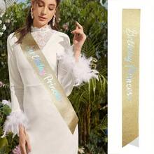 Perlengkapan Pesta Ulang Tahun Bling Rhinestones Mahkota Tiara Emas Selempang Putri Ulang Tahun untuk Wanita Aksesori Rambut Selamat Ulang Tahun Hadiah Prom Dekorasi - MultiWarna - View 12