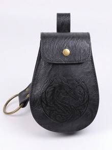 2pcs/Set Medieval Dragon Embossed Faux Leather Belt Pouch - Renaissance LARP & Cosplay Waist Bag - Multicolor - View 5