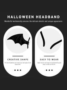 3 件万圣节蝙蝠发夹蝙蝠翅膀头带卡通蝙蝠耳朵头带发饰角色扮演服装黑色非常适合万圣节和圣诞节派对装饰
