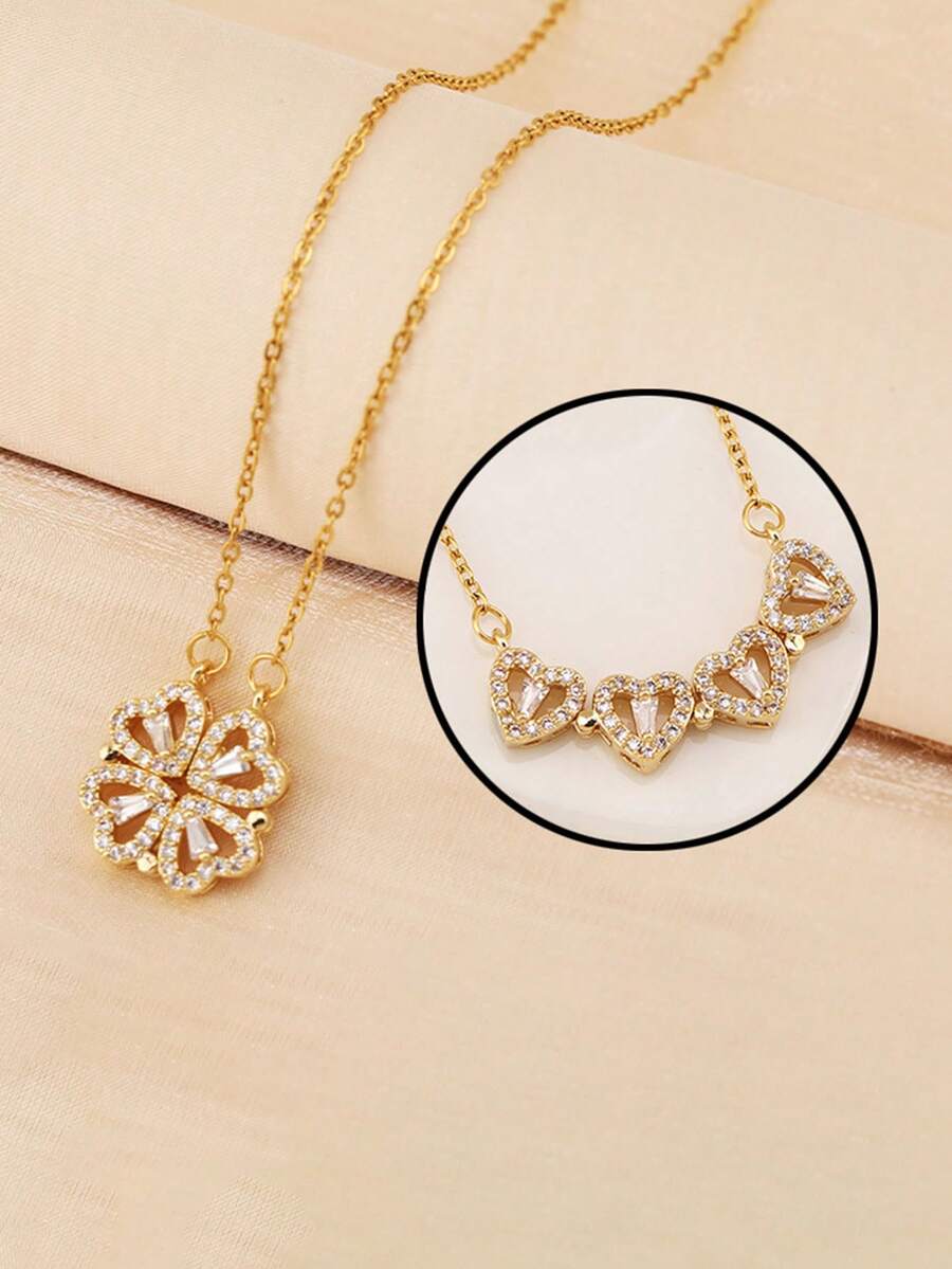 1 Mặt dây chuyền hình khối lập phương và trái tim bằng thép không gỉ mạ vàng, phù hợp với phong cách thường ngày, cổ điển, thời trang, đường phố, đi làm và trang phục dự tiệc ngày lễ tình nhân của nữ giới, với kiểu dáng độc đáo và dễ thương. - Nhiều màu - Xem 1