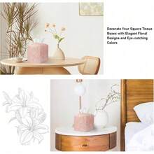 Tissue Box Holder Cover Square Tissue Cube Cover PU Leather Tissue Organizer With Bottom Belt For Bathroom, Tabletop, Kitchen, Night Stands, Office, Home, Car (1, RosyPink) - Hồng hồng - Xem 2