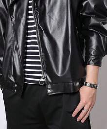 Eigso 3 Pcs Leather Punk Bracelets Men Women Of Rock Rivet Wrap Retro Spike Bracelet Adjustable - 黑色-3 - 查看 3
