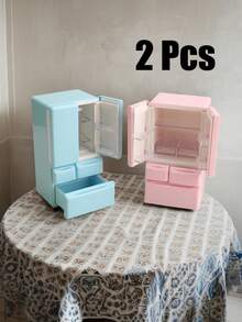 1个高度逼真的迷你双门冰箱，带包装盒，精细的厨房场景，创意爱好玩具，适合青少年，家用电器模型，装饰配件，采用优质ABS塑料制成，3种颜色可选，迷你冰箱玩具，迷你玩具食物，娃娃配件，减压玩具，感官玩具，微缩冰箱场景玩具 - 彩色 - 查看 26