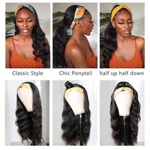200 Density Glueless Headband Wig Human Hair Body Wave Human Hair Wig Brazilian Remy Full Machine Made Hair Wigs For Women Human Hair Wig 18 20 22 - Natural Black - Xem 4