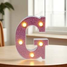 1 个 16 厘米/6.3 英寸粉色发光字母点亮您的房间，电池供电的 LED 字母灯，数字灯标志，适用于儿童房装饰、婚礼、生日派对装饰灯、家居和房间装饰字母灯、字母照明夜灯、圣诞装饰字母灯 - 深粉紅色 - 查看 13