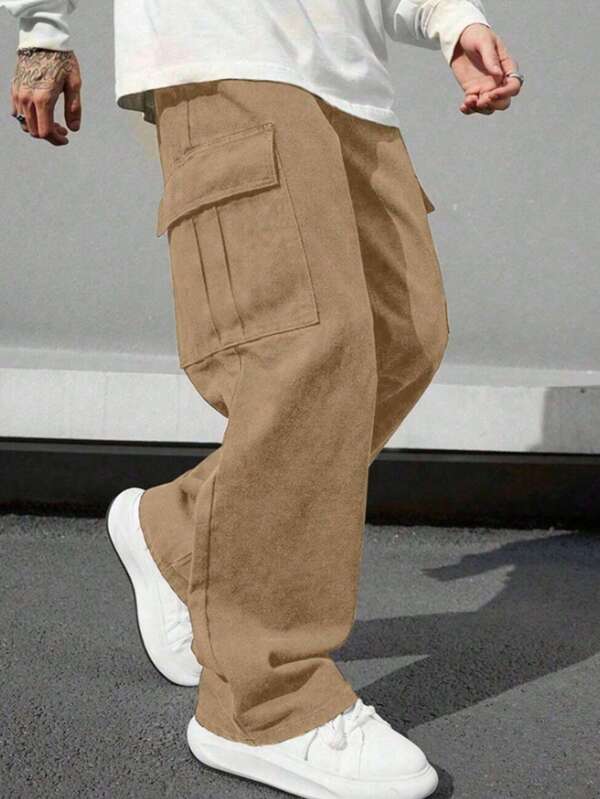 1pc Teen Boy Casual Sports Outdoor Cargo Pants With Large Pockets, Spring & Autumn, For Back To School