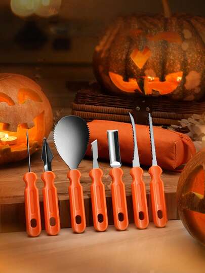 8 件南瓜雕刻套装万圣节，安全简便的 DIY 南瓜雕刻套装，适用于万圣节装饰杰克灯，万圣节礼物