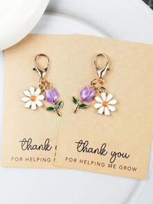 Set de 6 llaveros con tulipanes y margaritas, adecuados como colgantes, cadenas y decoración de bolsos, diseño floral de moda, regalo ideal para cumpleaños, bodas, Día del Maestro, Día del Padre, Día de la Madre, cumpleaños de amigos, accesorio perfecto para bolsos, llaveros de coche, excelente para el nuevo período escolar y graduación, diseñado para mujeres - Multicolor - Ver 4