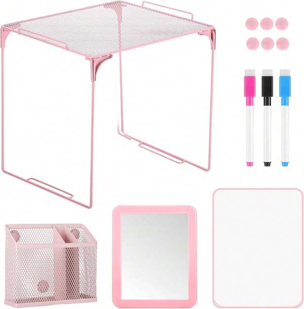 13 Pcs Pink Locker Accessories Locker Organizer Locker Shelf For Girls Including Organizing Shelf Magnetic Whiteboard Mirror For Office School Back To School Party,8813539