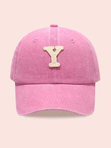 1pc Kids' Washed Baseball Cap With 26 Letters, Suitable For Outdoor Activities, Sun Ion, Daily Wear, Boys & Girls - Water Soluble-pink Washed Baseball Cap - View 72