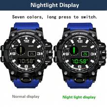 多功能男士手表，时尚运动风格电子表，带日期、秒表、夜光显示、电池供电 - 舒适表带，完美礼物 - A - 查看 4