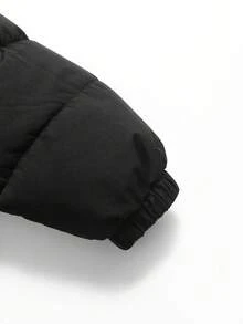 秋冬新款黑色男婴保暖连帽夹克，保暖衬里加厚派克大衣，卡通印花风衣外套