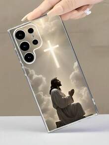 The Cross And Jesus Phone Case Suitable For Compatible With Galaxy S21/22/23/24/25 Ultra/FE+,A73/72/71/55/54/53/52/51/35/34/33/25/24/22/16/15/14/13/12,As Well As,Iphone17,16, 15, 14, 13, 12, 11, PRO MAX, X, XS, PLUS,Air, - 彩色 - 查看 3