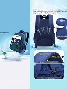 3 件套宇航员印花背包套装，大容量多隔层设计，拉链开合，可调节透气肩带，防滑背垫，适合初中和高中学生，男女通用背包，返校礼物