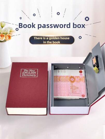 1 件创意书本保险箱，书形密码锁家用隐形床头保险箱，标准尺寸，中号，大号保险箱，逼真假小储物盒，适用于办公室，卧室等。