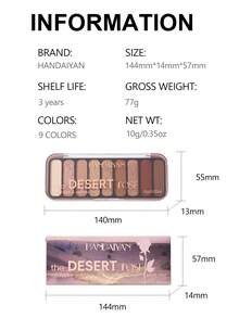 HANDAIYAN 9-Color Eyeshadow Palette, Earth Tone, Shimmery, Multi-Purpose Eyeshadow Palette, Suitable For Halloween, Christmas Makeup Parties, Autumn/Winter, Campus Essential, Vacation, Travel, Camping And Other Occasions - Multicolor - View 8