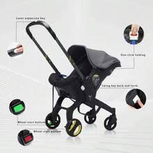 Newborn Baby Stroller Multi-Function High-View Folding Portable Use At Mall Supermarket Halloween Thanksgiving Christmas Outdoor Baby Stroller - Xám - Xem 2