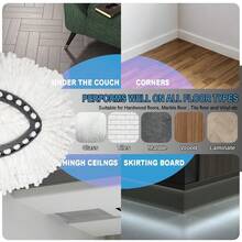 3-Pack Microfiber Spin Mop Replacement Heads - Universal Fit For Most Spin Mops, Super Absorbent & Quick-Dry Refills With Easy Wringing System, Machine Washable For Floors/Tiles/Hardwood (White) - 白色-3件 - 查看 6