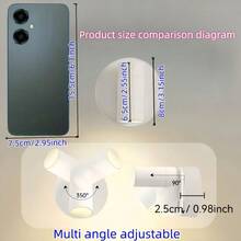 1pc/2pcs Portable Magnetic LED Wall Lamp, Bedside Cabinet Eye-Caring Light With USB Rechargeable 2000mAh Battery, 3 Color Modes, 320° Swivel & 90° Tilt Angle, For Bedroom, Painting, Plant, Office, Living Room, And Camping - Touch 3 Colors - View 12