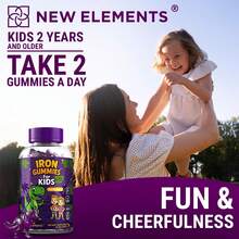 New Elements Iron Dinosaur Gummies For Kids With Vitamin C |   Sugar-Free, Vegan, Gluten-Free & Non-GMO |   Anemia Relief, Energy & Blood Health Support |   Grape Flavor, Pectin-Based For Optimal Healthtxpbjp1