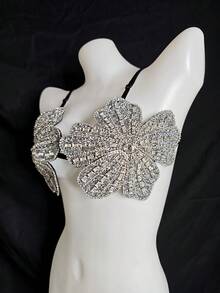 PAFAHE Sexy Bra Accessories, New European And American Sexy Lingerie With Hollow Strap And Leaf Design, Suitable For Wearing Outerwear In Summer And Autumn, Fashionable For Nightclub, Party, Vacation, Hotel, Music Festival - Silver - View 4